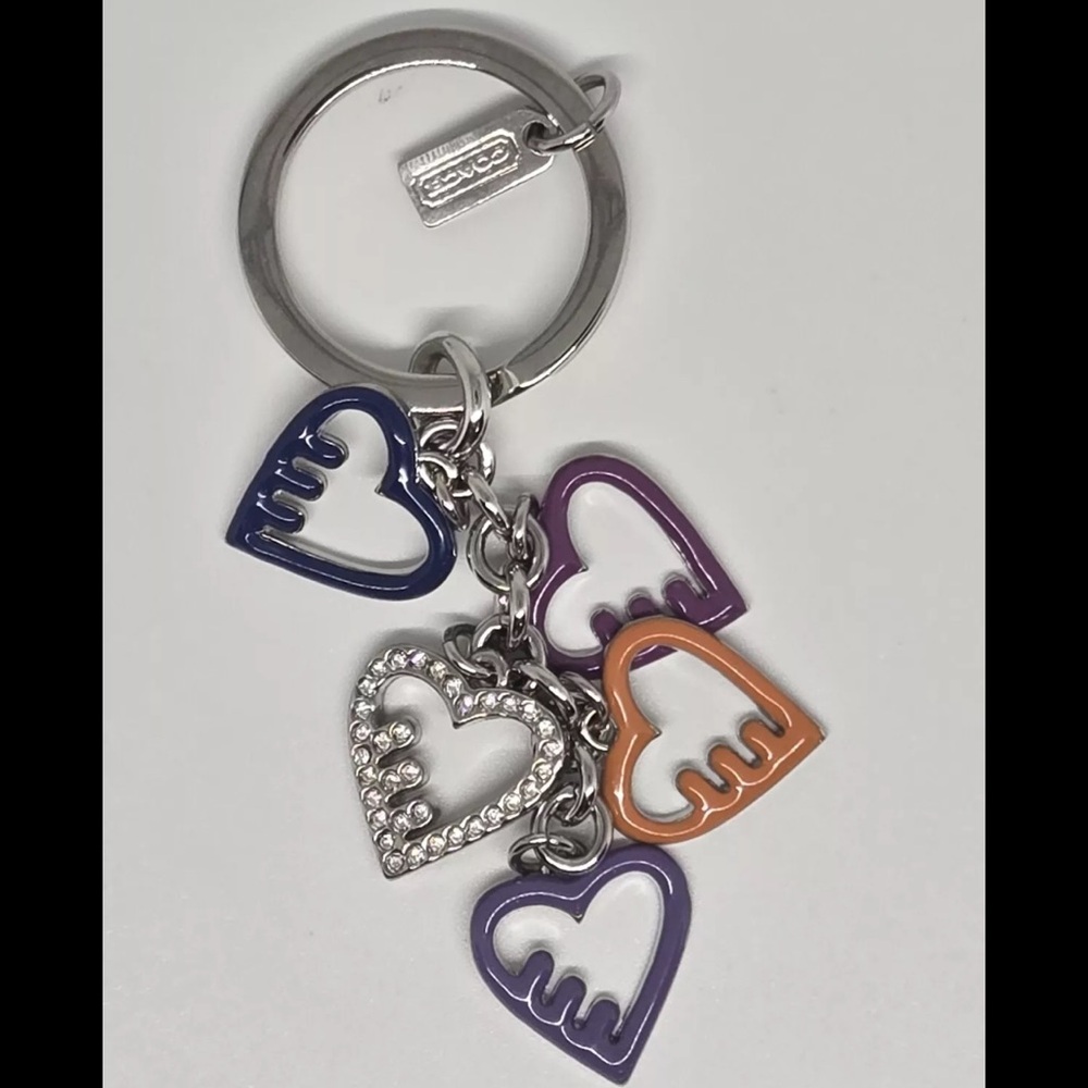 Coach Pop Emblem Hearts Keychain Bag Charm F92855
